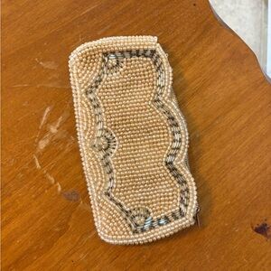 Elegant Beaded Clutch in Cream and Gold